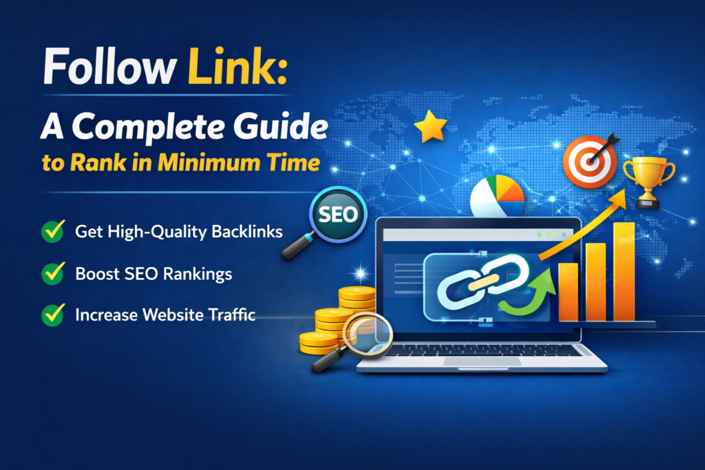 Follow link SEO concept showing backlink strategy, ranking growth, and website traffic improvement